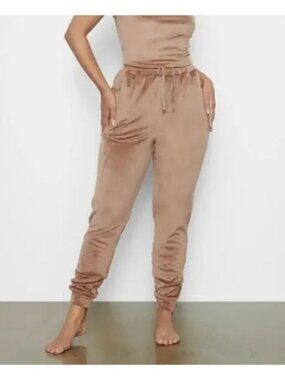 SKIMS Beige/Taupe Velour Jogger Pants